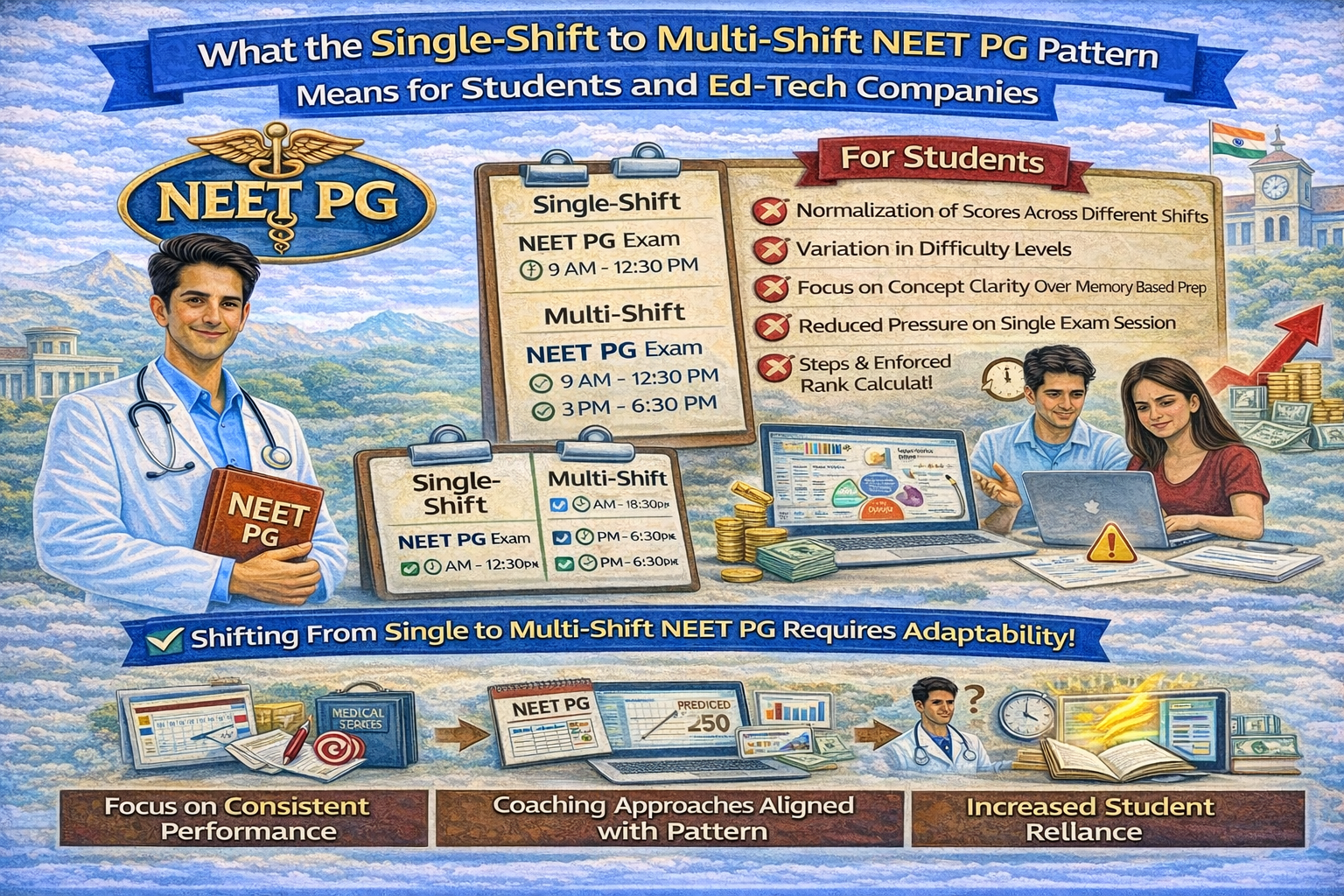 What single-shift to multi-shift NEET PG pattern means for students and ed-tech companies